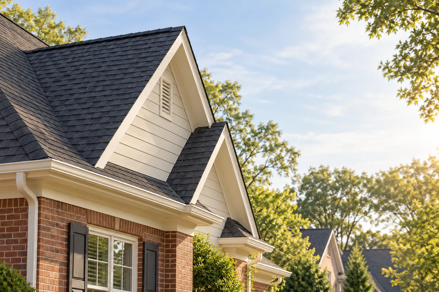 Roofline and leafy Georgia landscape