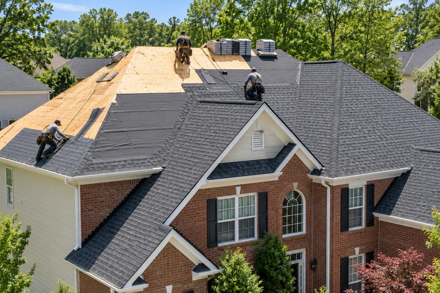 Georgia home with a charcoal pitched roof and clean ridge lines